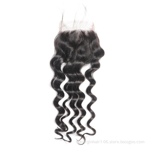 wholesale loose curly Indian human remy hair bundle, natural loose curly virgin bundles with closure